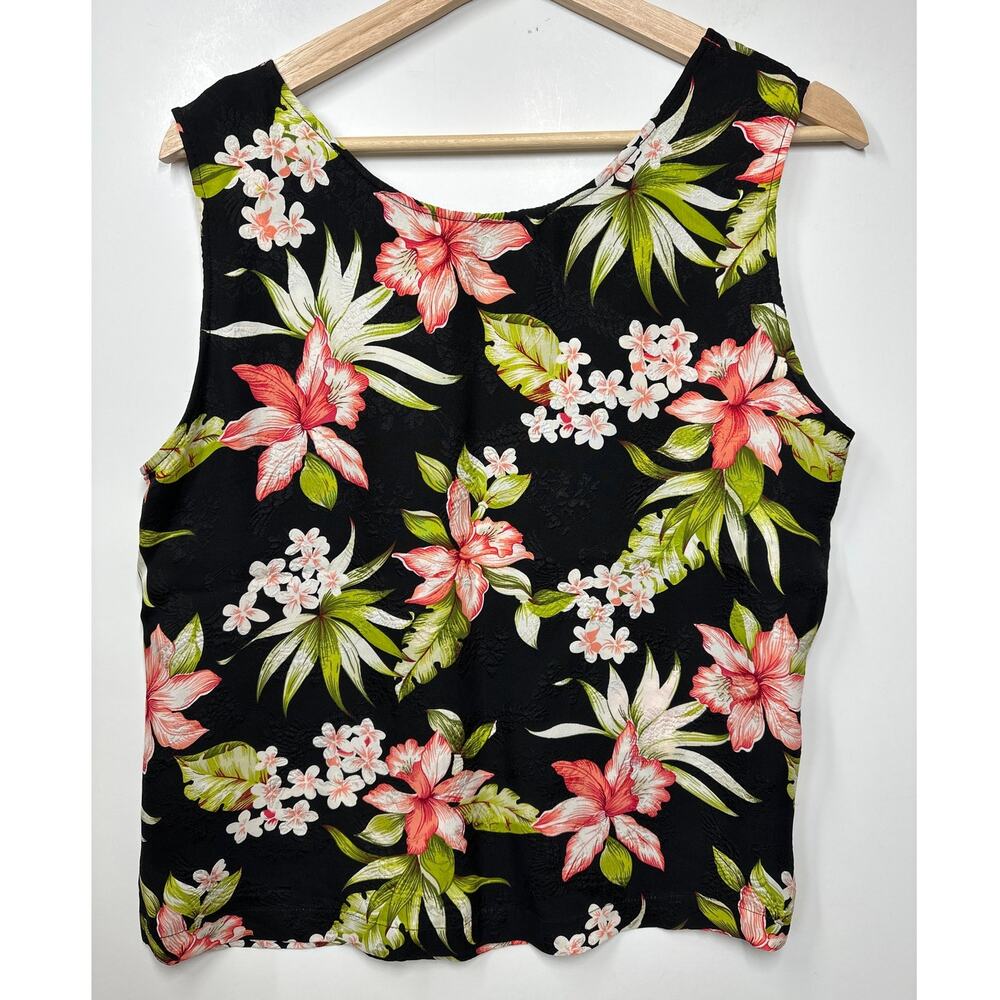 Vintage What if....?  Silk Sleeveless Tank Tops Lot of 2 Floral Tropical Fairy M - Picture 9 of 11